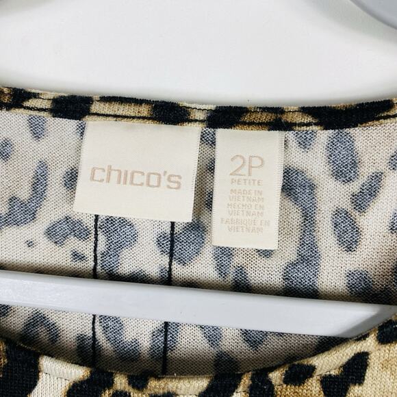 Chico's Petite Large 12 2 Animal Print Long Sleeve Button Back Pocket Tunic Top - Picture 5 of 7